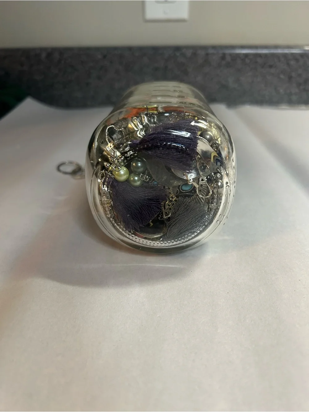Jar full of crafting jewelry. Vintage to modern.